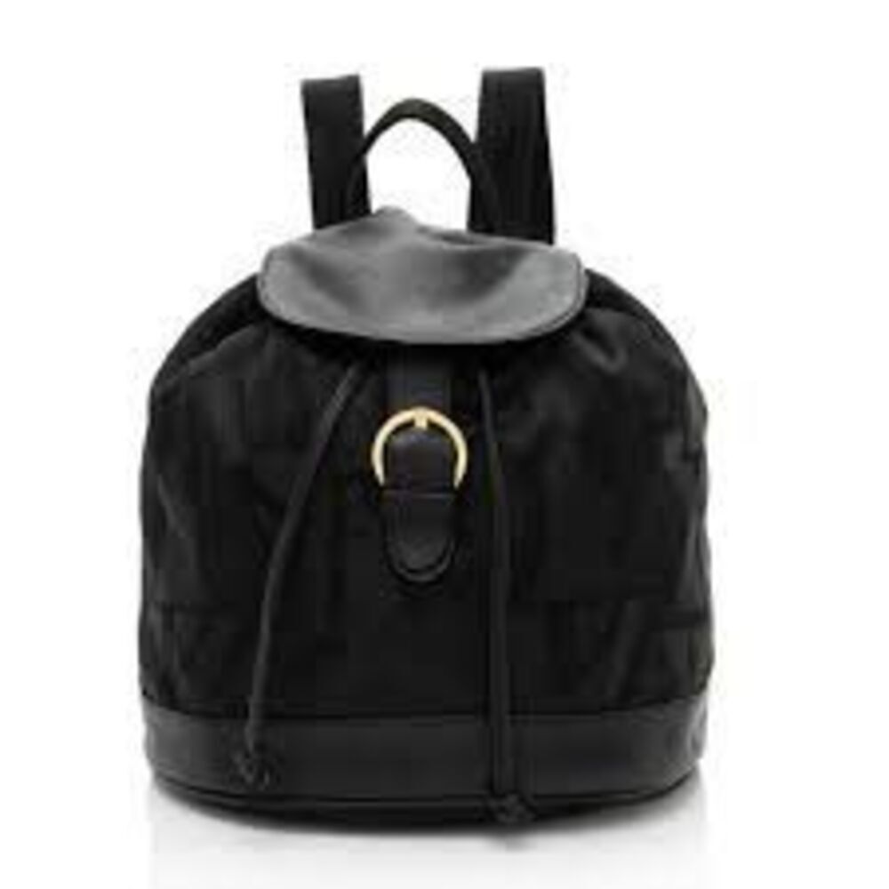 Vintage Salvatore Ferragamo Mini Backpack Black Nylon Leather Gancini Accents